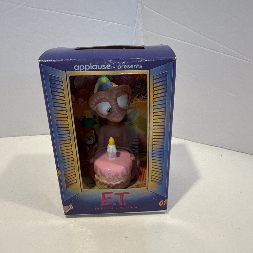 Vtg E.T. Figurine Birthday Cake Applause 1988 In Box Figure PVC 1980s New
